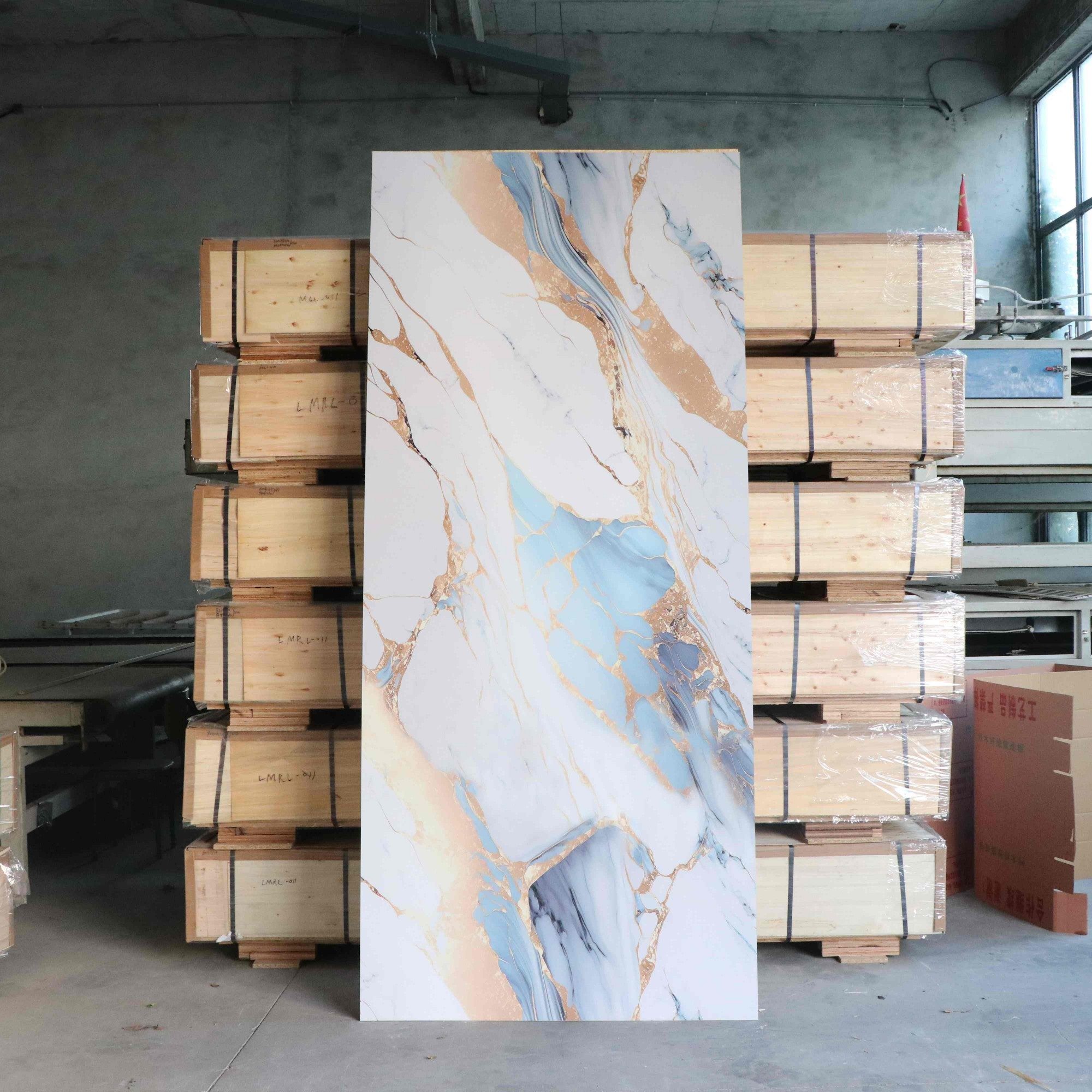 New Design Gold Line Color PVC Marble Sheet