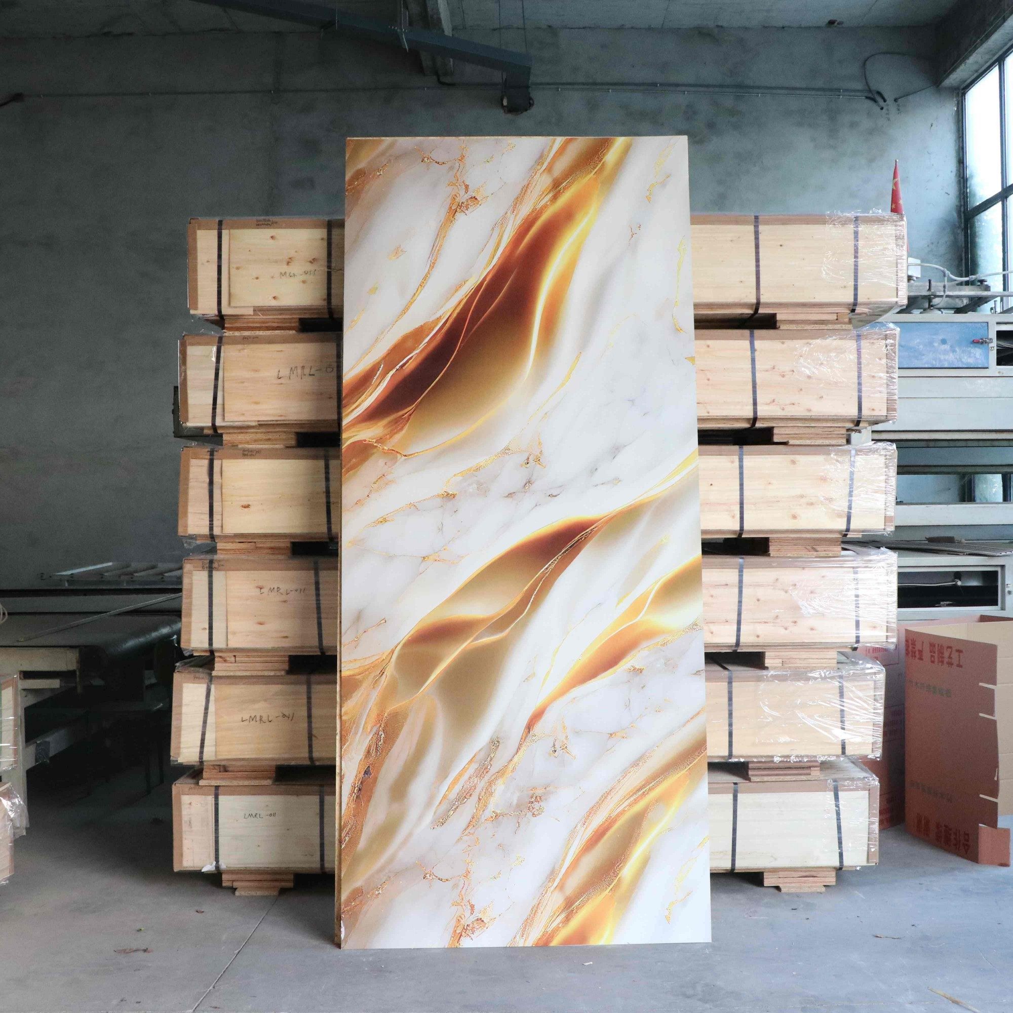New Design Gold Line Color PVC Marble Sheet